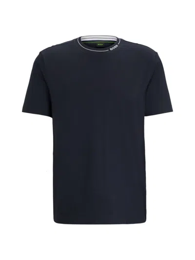 Shop Hugo Boss Men's Cotton-jersey Regular-fit T-shirt In Dark Blue