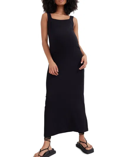 Shop Hatch Women's The Long Body Maternity Maxi Tank Dress In Black