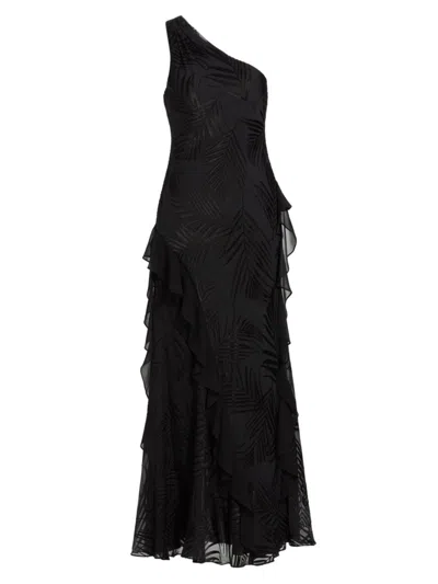 Shop Milly Women's Ryanna Chiffon Devore One-shoulder Gown In Black