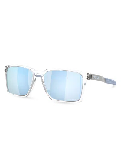 Shop Oakley Men's 56mm Square Sunglasses In Transparent Sky Blue Mirror