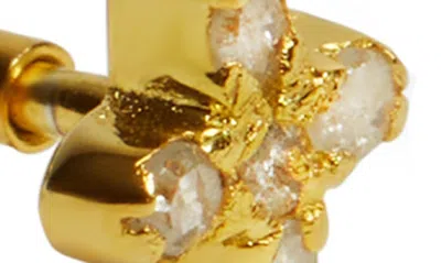 Shop Argento Vivo Sterling Silver Cubic Zirconia Cross Flat Back Stud Earring In Gold