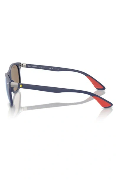 Ray Ban Liteforce 55mm Polarized Square Sunglasses In Matte Blue