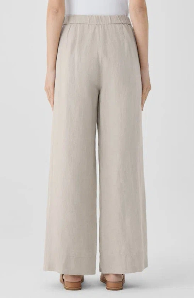 Shop Eileen Fisher Pleated High Waist Organic Linen Wide Leg Pants In Undyed Natural