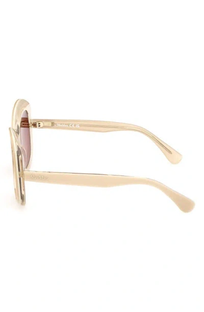 Shop Max Mara Edna 55mm Round Sunglasses In Ivory / Gradient Brown