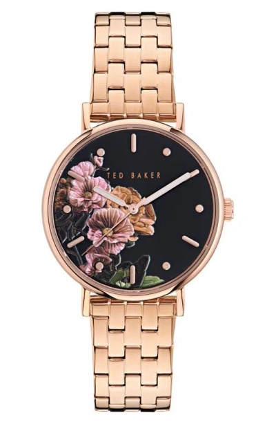 Shop Ted Baker Floral Bracelet Watch In Rose Goldone