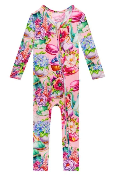 Shop Posh Peanut Elizabeth Fitted Convertible Footie Pajamas In Bright Pink