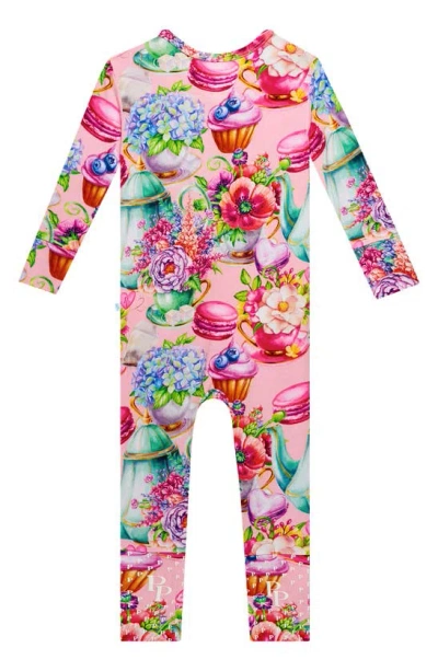 Shop Posh Peanut Elizabeth Fitted Convertible Footie Pajamas In Bright Pink
