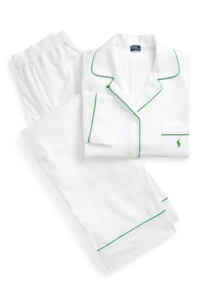 Shop Polo Ralph Lauren Cotton Seersucker Pajamas In White Cloud