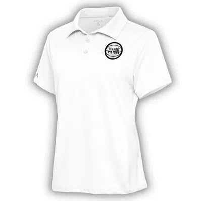 Shop Antigua White Detroit Pistons Metallic Logo Motivated Polo