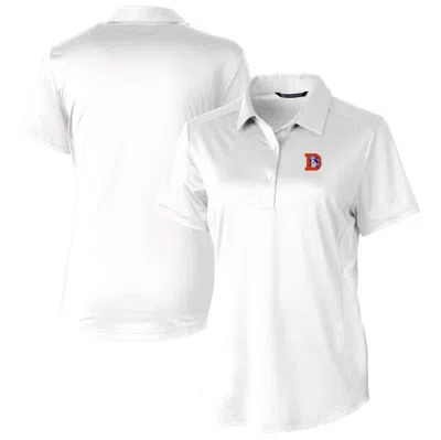 Shop Cutter & Buck White Denver Broncos Throwback Logo Prospect Textured Stretch Polo