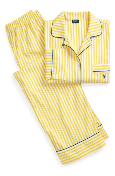 Shop Polo Ralph Lauren Madison Stripe Cotton Pajamas In Yellow Stripe
