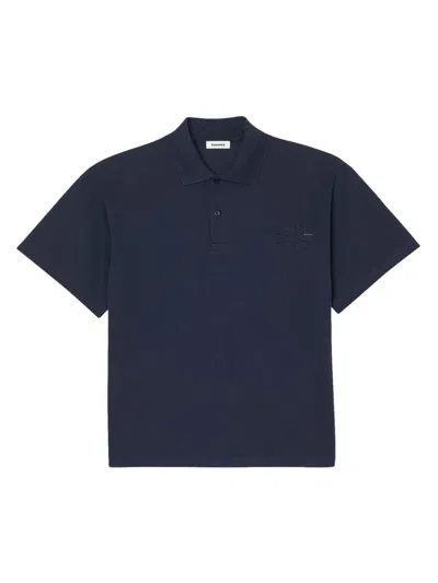 Shop Sandro Men's Cotton Flower Polo Shirt In Navy Blue