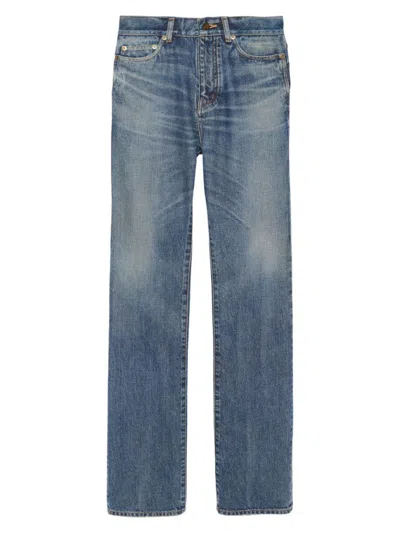 Shop Saint Laurent Women's Janice Jeans In Dirty Spring Denim In Dirty Spring Blue