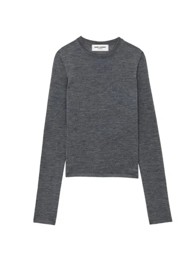 Shop Saint Laurent Women's Sweater In Cashmere Wool And Silk In Anthracite