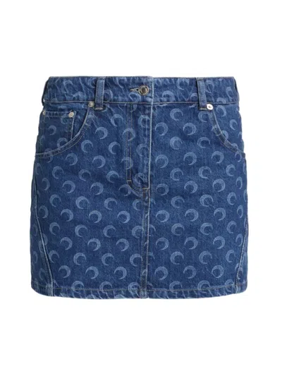 Shop Marine Serre Women's Deadstock Denim Miniskirt In Blue
