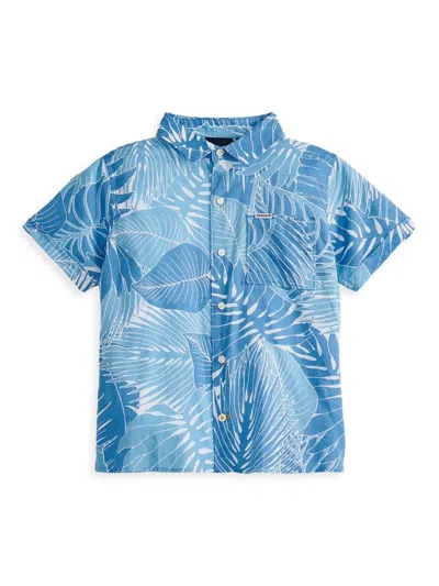 Shop Barbour Little Boy's & Boy's Cornwall Printed Short-sleeve Shirt In Blue