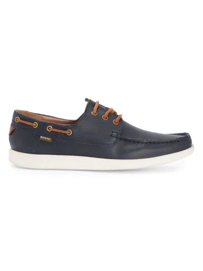Shop Barbour Men's Armada Leather Boat Shoes In Navy Brown