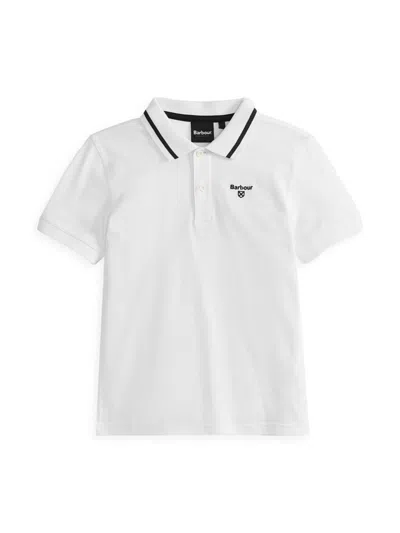Shop Barbour Little Boy's & Boy's Oakside Polo Shirt In White