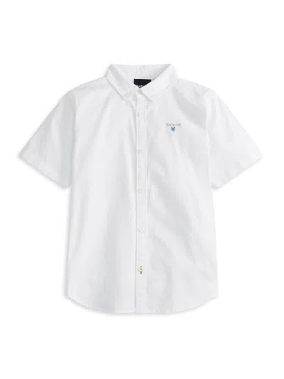 Shop Barbour Little Boy's & Boy's Camford Short-sleeve Tailored Shirt In White