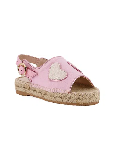 Shop Sophia Webster Little Girl's & Girl's Amora Heart-detailed Canvas & Patent Leather Espadrille Sandals In Pink Strawberry