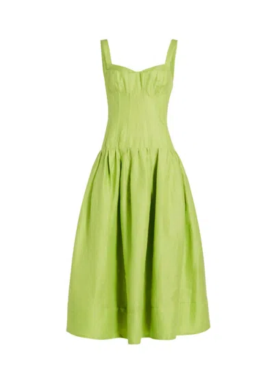 Shop Nicholas The Label Women's Makenna Linen Corset Midi-dress In Lime
