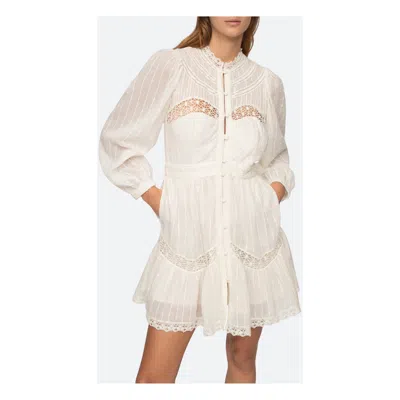 Shop Sea Women Haven Cotton Dobby Long Sleeve Pintucked Mini Dress Cream