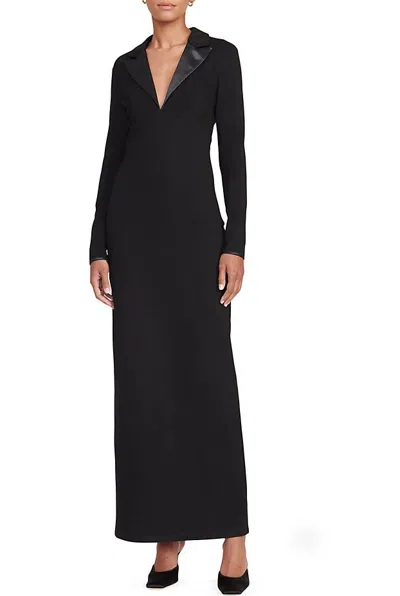 Shop Staud Women Humboldt Faux Leather Collar Maxi Dress In Black