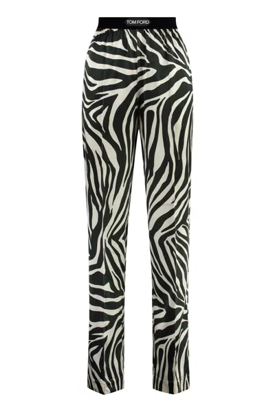 Shop Tom Ford Printed Silk Pants In Animalier