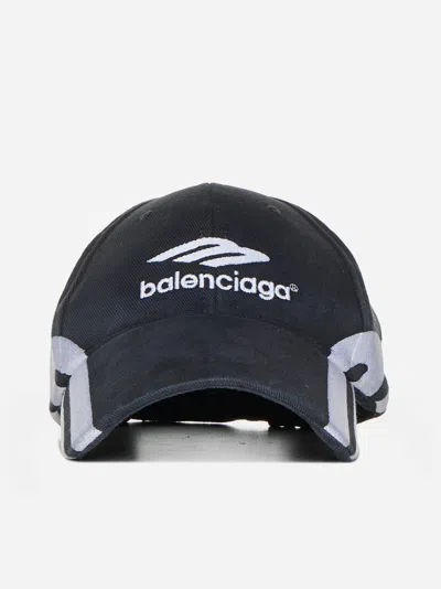 Shop Balenciaga 3b Sports Icon Baseball Cap In Black