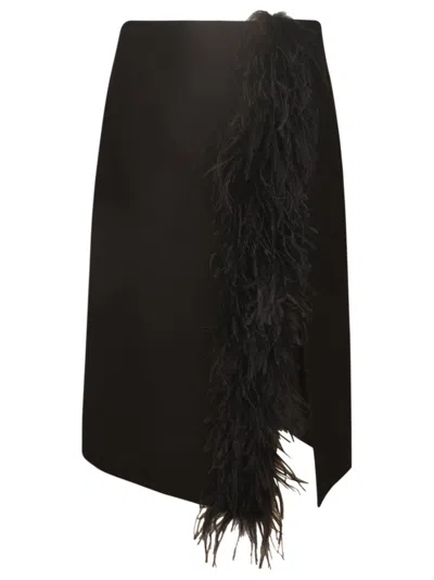 Shop Prada Feathered Skirt In Black