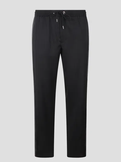 Shop Moncler Wool Gabardine Jogging Trousers In Black