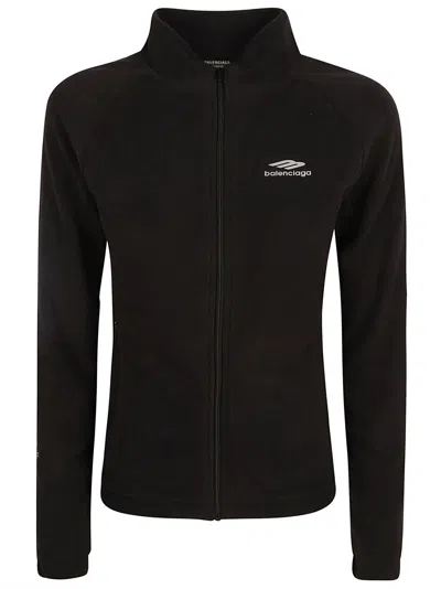 Shop Balenciaga Logo Chest Zip Jacket In Black