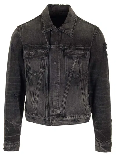 Shop Amiri Trucker Denim Jacket In Black