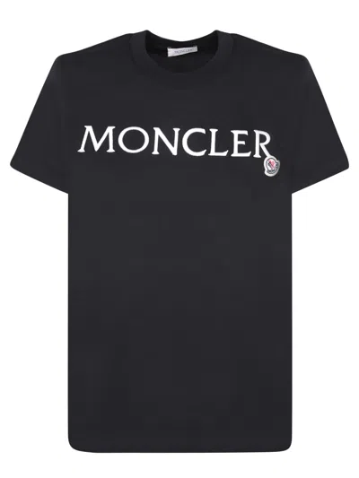 Shop Moncler Logo Black Roundneck T-shirt