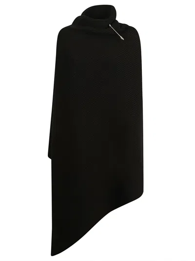 Shop Balenciaga Ribbed Knit Wrap Cape In Black