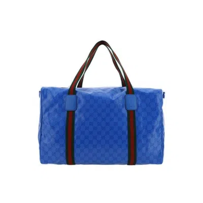 Shop Gucci Logo Travel Bag In Blue