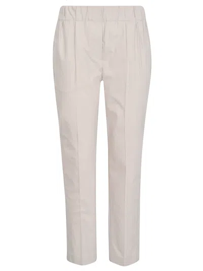 Shop Brunello Cucinelli Elastic Waist Cropped Plain Trousers In Grey