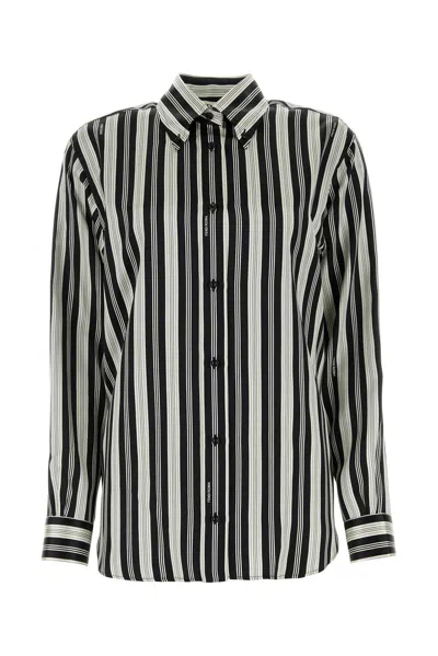 Shop Fendi Striped Collared Long-sleeve Shirt In Gme Black