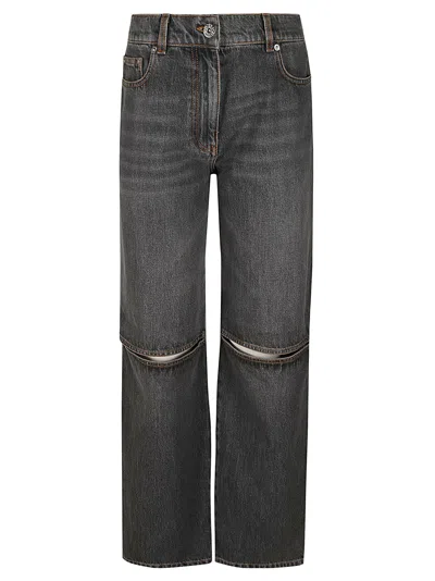Shop Jw Anderson J.w. Anderson Cut-out Knee Bootcut Jeans In Grey