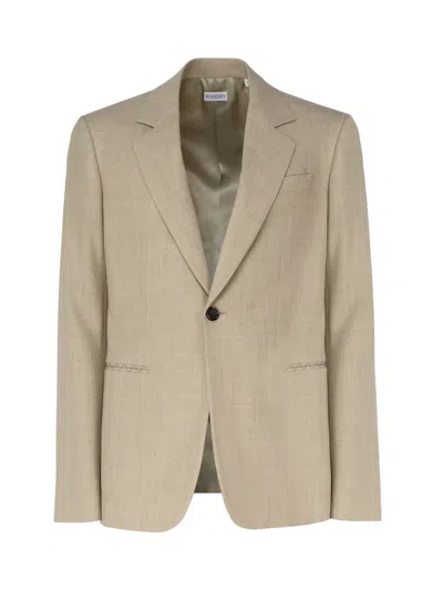 Shop Burberry Wool Tailored Jacket In Hunter