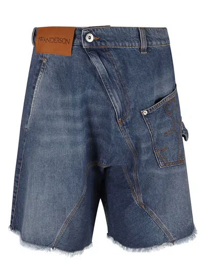 Shop Jw Anderson J.w. Anderson Twisted Workwear Shorts In Light Blue Denim