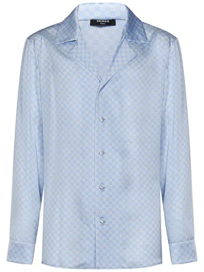 Shop Balmain Shirt In Light Blue