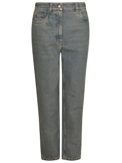 Shop Prada Fitted Classic Jeans In Mid Blue