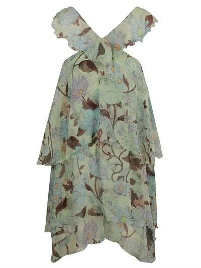 Shop Stella Mccartney Garden Print Frill Mini Skirt In Multicolor