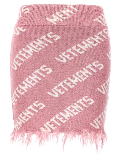 Shop Vetements Iconic Lurex Monogram Skirt In Pink