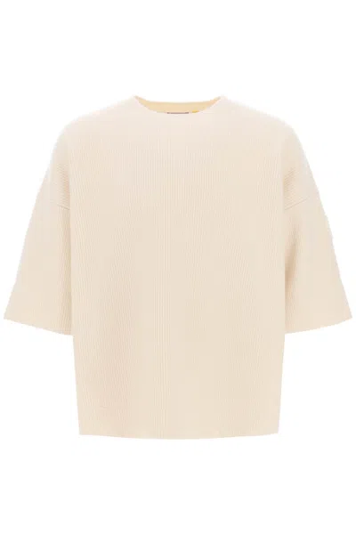 Shop Moncler Short-sleeved Wool Sweater In White (white)