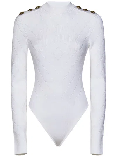 Shop Balmain Bodysuit In White