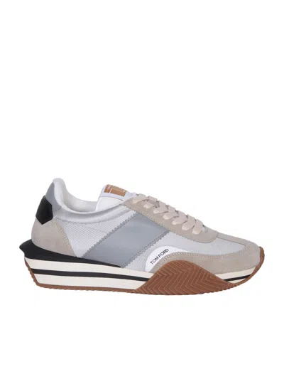 Shop Tom Ford James White/silver Sneakers