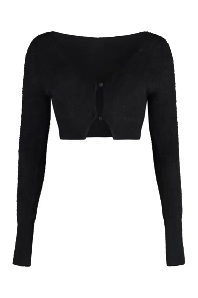 Shop Jacquemus Alzou Wool-blend Cardigan In Black