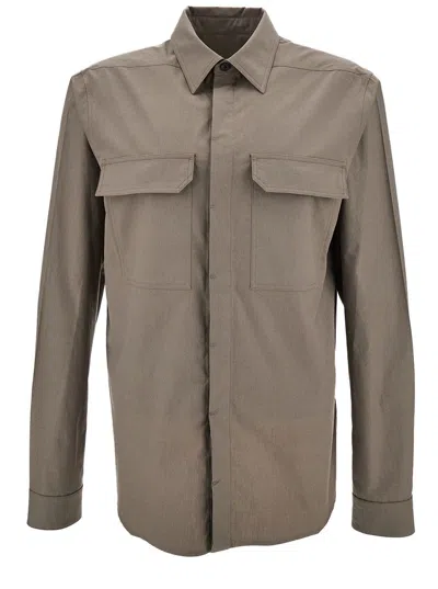 Shop Rick Owens 'workshirt' Grey Shirt With Concealed Closure In Cotton Man In Pink